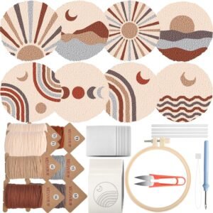 8-Piece Boho Punch Needle Coasters Kit